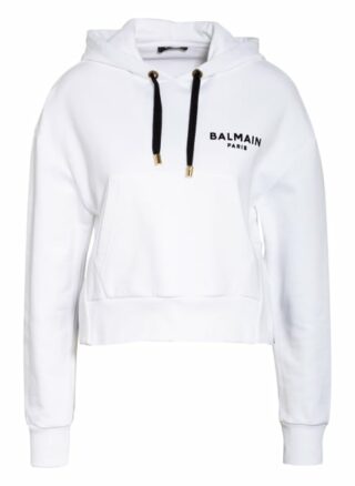 Balmain Cropped-Hoodie weiss