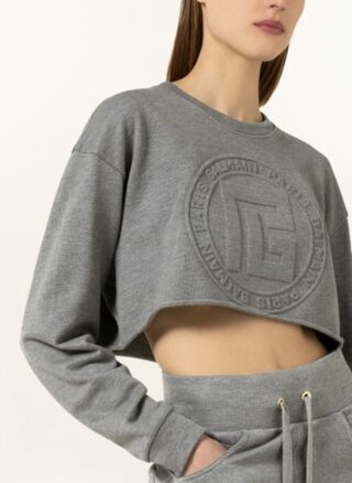 Balmain Cropped-Sweatshirt grau