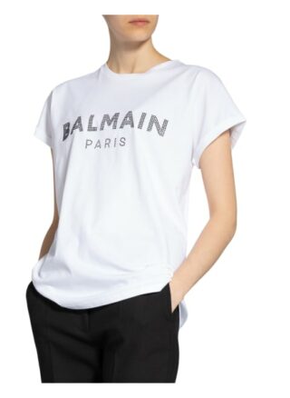 Balmain T-Shirt Mit Schmucksteinbesatz weiss