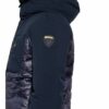 Blauer Daunenjacke Im Materialmix blau