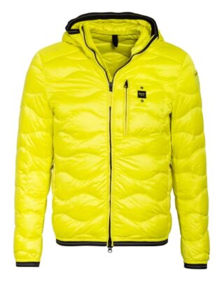 Blauer Daunenjacke gelb