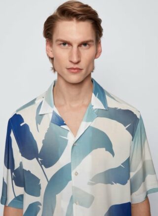 Boss Lello O Kurzarm-Hemd Herren, Blau