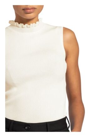 Boss Stricktop Francoise Mit Rüschenbesatz weiss