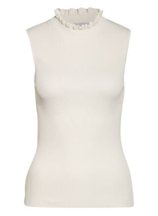 Boss Stricktop Francoise Mit Rüschenbesatz weiss