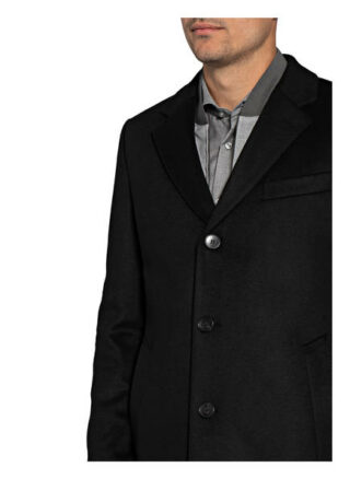 Boss Nye Wollmantel Herren, Schwarz