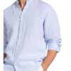 Brax Leinenhemd Lars Modern Fit Mit Stehkragen blau