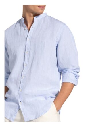 Brax Leinenhemd Lars Modern Fit Mit Stehkragen blau