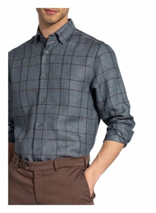 Brioni Leinenhemd Regular Fit blau