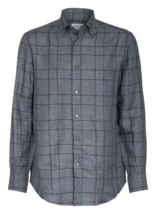 Brioni Leinenhemd Regular Fit blau