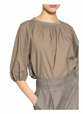 Brunello Cucinelli Blusenshirt Mit Schmucksteinbesatz beige
