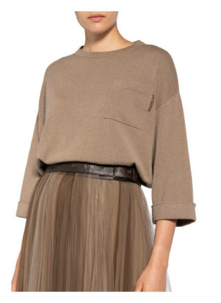 Brunello Cucinelli Cashmere-Pullover Mit 3/4-Arm braun