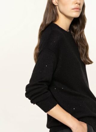 Brunello Cucinelli Cashmere-Pullover Mit Pailettenbesatz schwarz