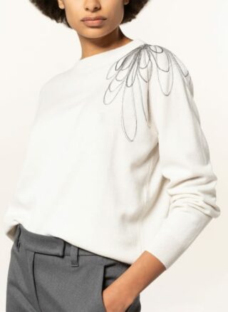Brunello Cucinelli Cashmere-Pullover Mit Schmucksteinbesatz weiss