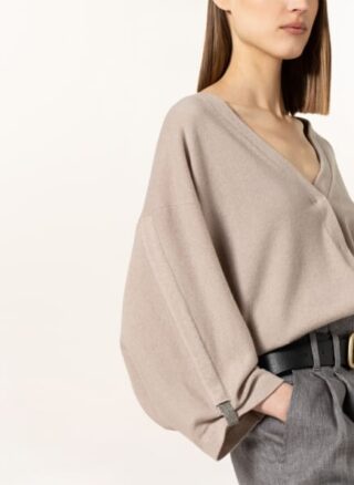 Brunello Cucinelli Cashmere-Strickjacke Mit Schmucksteinbesatz braun