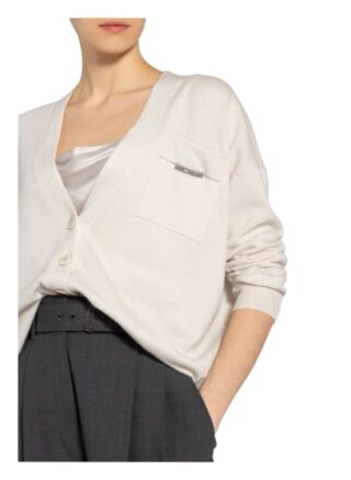 Brunello Cucinelli Cashmere-Strickjacke weiss
