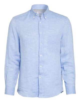 Brunello Cucinelli Leinenhemd Loose Fit blau