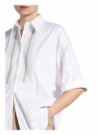 Brunello Cucinelli Oversized-Hemdbluse Mit Schmucksteinbesatz weiss