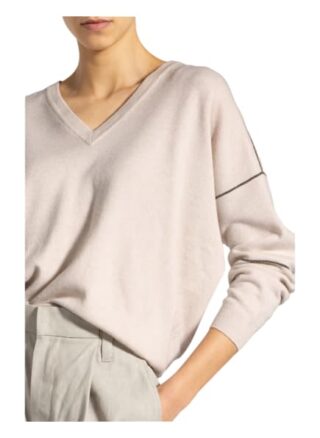 Brunello Cucinelli Pullover Mit Cashmere Und Perlenbesatz weiss