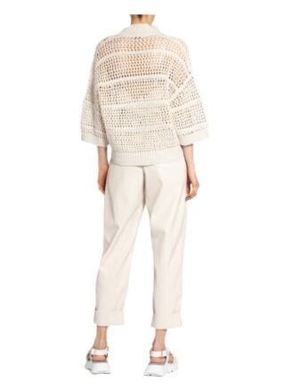 Brunello Cucinelli Strickjacke Mit Leinen Und Pailletenbesatz beige