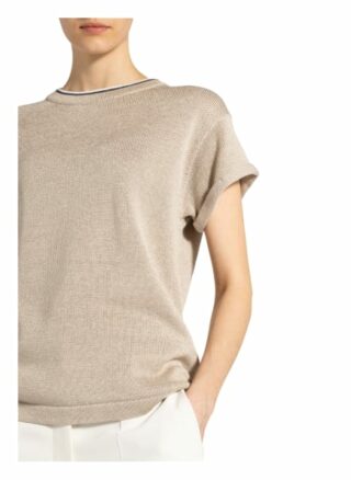 Brunello Cucinelli Strickshirt Mit Schmucksteinbesatz beige