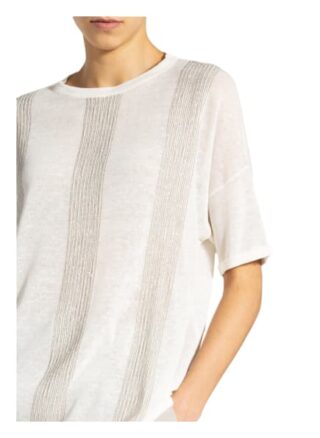 Brunello Cucinelli T-Shirt Aus Leinen Mit Schmucksteinbesatz weiss
