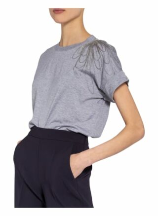 Brunello Cucinelli T-Shirt Mit Schmucksteinbesatz grau