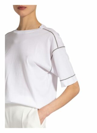 Brunello Cucinelli T-Shirt Mit Schmucksteinbesatz weiss