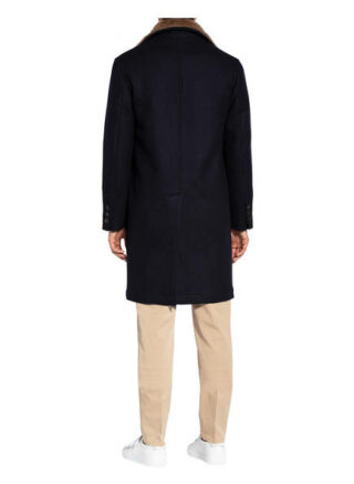 Brunello Cucinelli Wollmantel Mit Abnehmbarem Lammfellbesatz blau