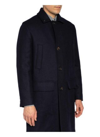 Brunello Cucinelli Wollmantel Mit Abnehmbarem Lammfellbesatz blau