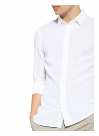 Calvin Klein Hemd Slim Fit Mit Leinen weiss
