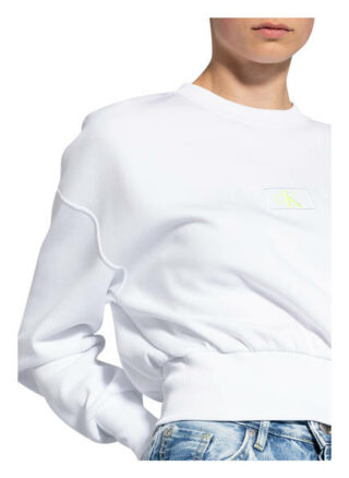 Calvin Klein Jeans Cropped-Sweatshirt weiss