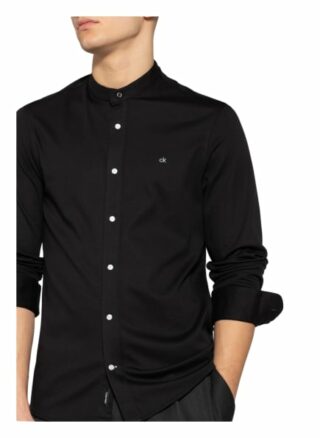 Calvin Klein Jerseyhemd Slim Fit Mit Stehkragen schwarz