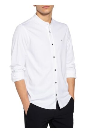 Calvin Klein Jerseyhemd Slim Fit Mit Stehkragen weiss