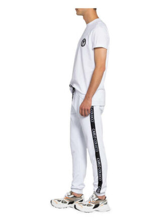 Carlo Colucci Sweatpants Mit Galonstreifen weiss