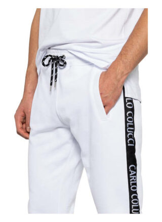 Carlo Colucci Sweatpants Mit Galonstreifen weiss