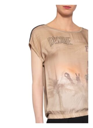 Cartoon T-Shirt Im Materialmix braun