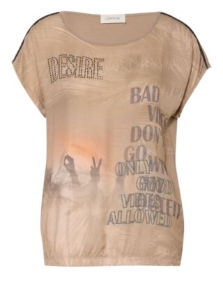 Cartoon T-Shirt Im Materialmix braun