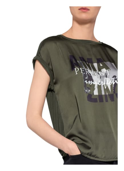 Cartoon T-Shirt Im Materialmix gruen Cartoon T-Shirt Im Materialmix gruen