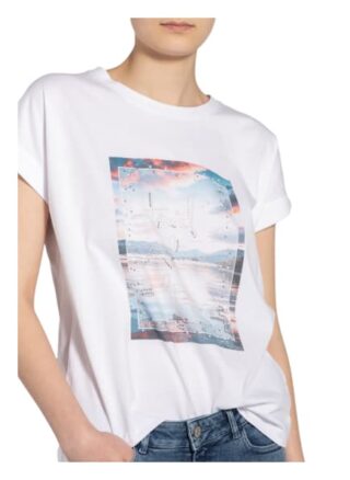 Cartoon T-Shirt Mit Schmucksteinbesatz weiss