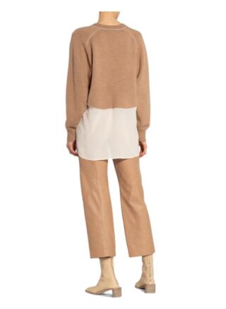 Chloé Strickjacke Im Materialmix Mit Seide braun