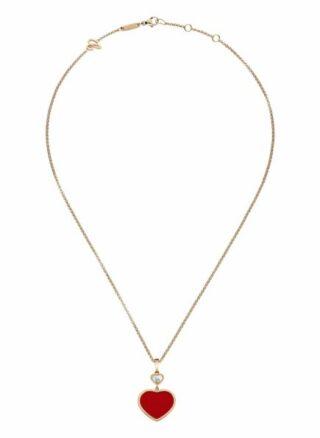 Chopard Anhänger Happy Hearts Anhänger Aus 18 Karat Roségold, Diamanten Und Roter Stein rosegold