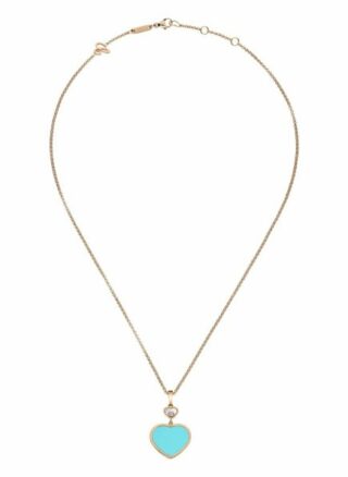 Chopard Anhänger Happy Hearts Anhänger Aus 18 Karat Roségold, Diamanten Und Türkiser Stein rosegold