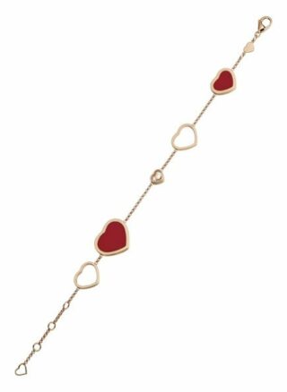 Chopard Armband Happy Hearts Armband Aus 18 Karat Roségold, Diamanten Und Roter Stein rosegold