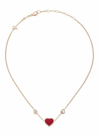 Chopard Halskette Happy Hearts Halskette Aus 18 Karat Roségold, Diamanten Und Roter Stein rosegold