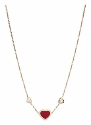 Chopard Halskette Happy Hearts Halskette Aus 18 Karat Roségold, Diamanten Und Roter Stein rosegold