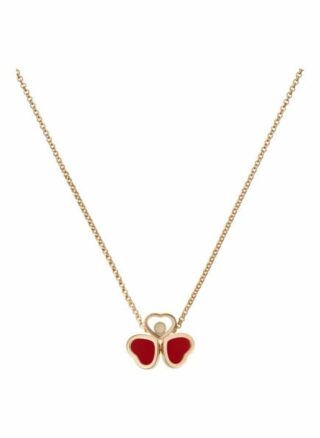 Chopard Halskette Happy Hearts Wings Halskette Aus 18 Karat Roségold, Diamanten Und Roter Stein rosegold