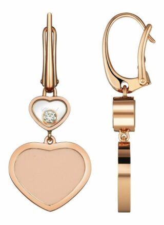Chopard Ohrring Happy Hearts Ohrringe Aus 18 Karat Roségold, Diamanten Und Rosa Stein rosegold