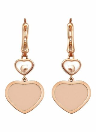 Chopard Ohrring Happy Hearts Ohrringe Aus 18 Karat Roségold, Diamanten Und Rosa Stein rosegold