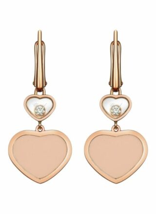 Chopard Ohrring Happy Hearts Ohrringe Aus 18 Karat Roségold, Diamanten Und Rosa Stein rosegold