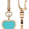 Chopard Ohrring Happy Hearts Ohrringe Aus 18 Karat Roségold, Diamanten Und Türkiser Stein rosegold